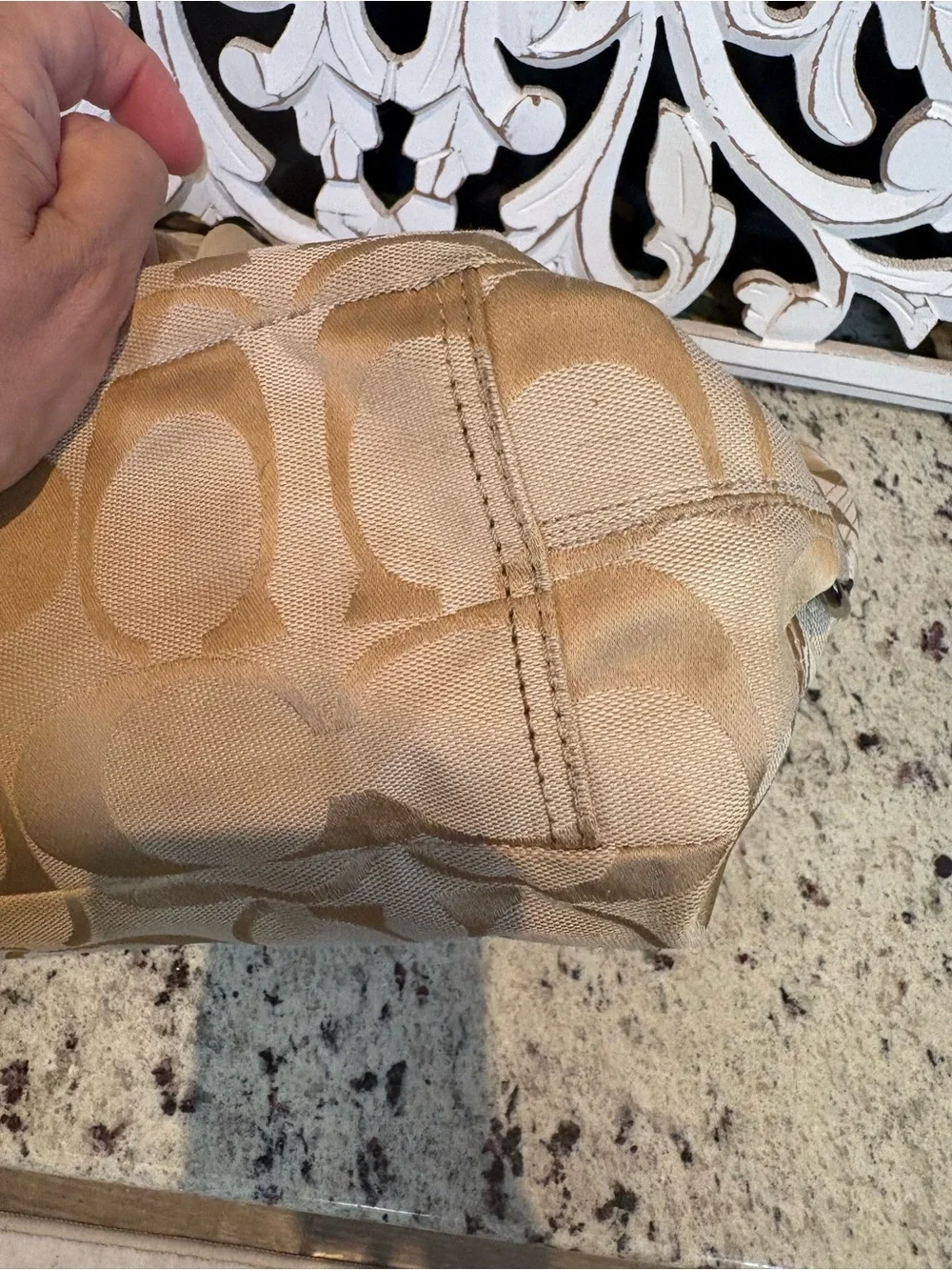 Coach Daisy F16554 Tan & White Signature Canvas Tote